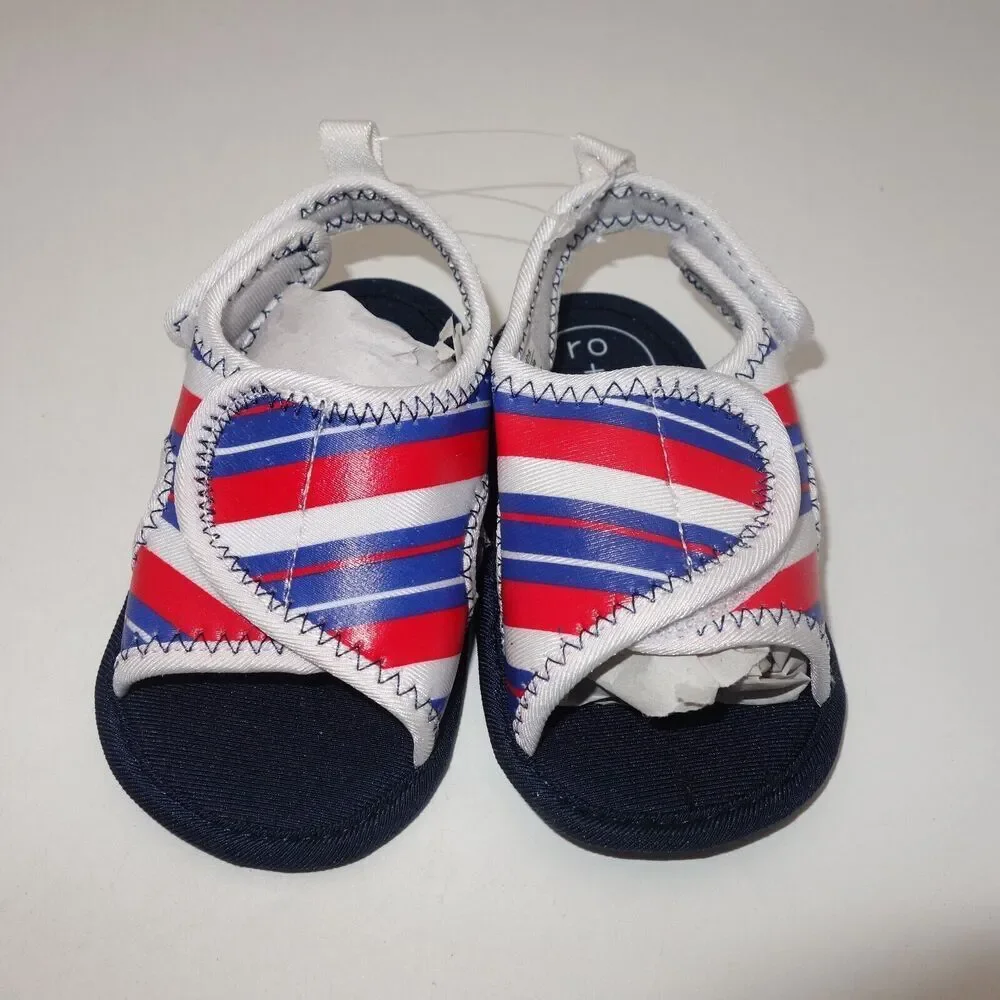 NEW Baby Ro+Me by Robeez Red White Blue Patriotic Sandals 6-12 Months